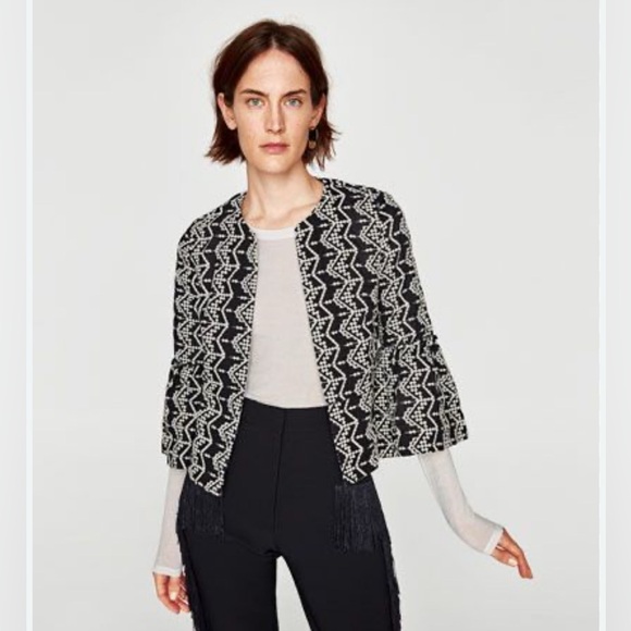 Zara Cropped Flare Sleeve Jacket size XS - Picture 1 of 6